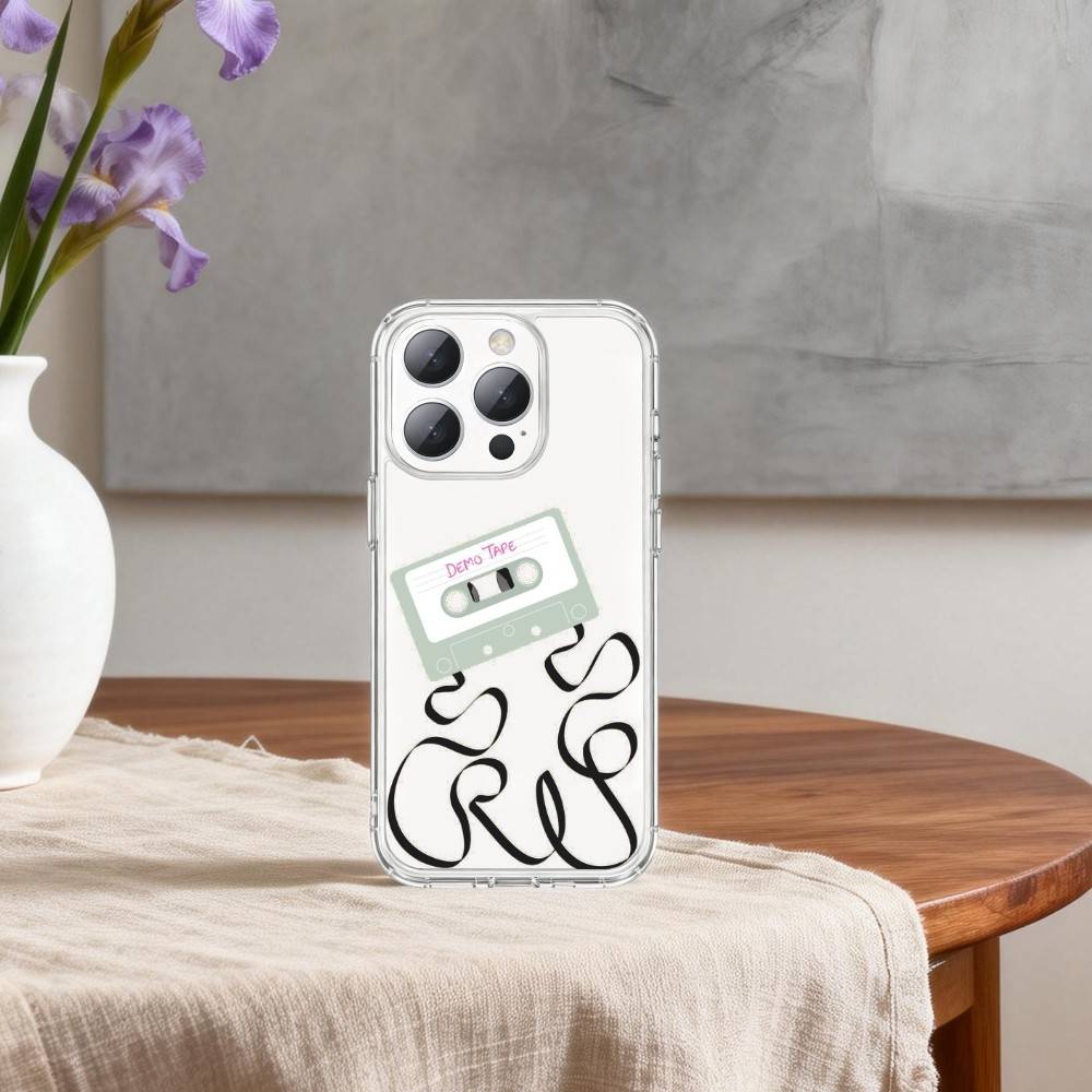V-Video C-Cassette T-Tape Phone Case For iPhone17p,16,15,14,13Pro Max,us,Soft Silicone Transparent Cover