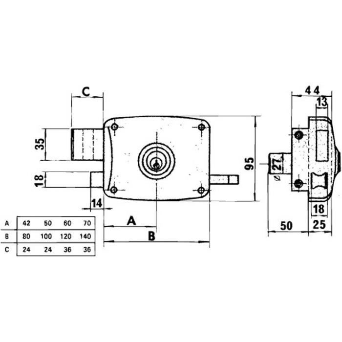 Serrure Lince 5124-ap/ 80 Droite