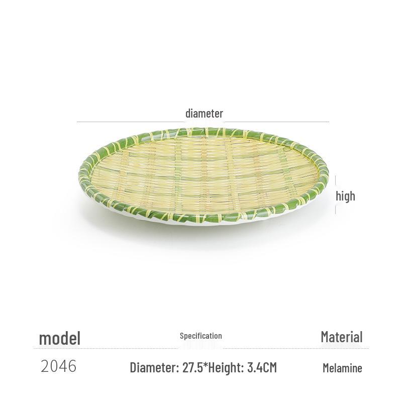 Kreative Melamin-Platte im Bambus-Web-Stil für Hot Pot, Grill und Dessert-Servieren
