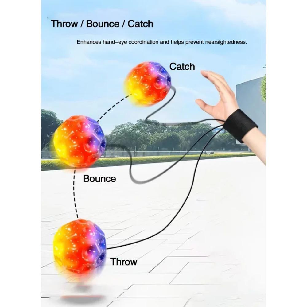 Hoge Elastische Decompressie Maansteen Bal met Stuiter Touw voor Kinderen en Ouderen Leuk Stress Verlichting Buiten Fitness Speelgoed