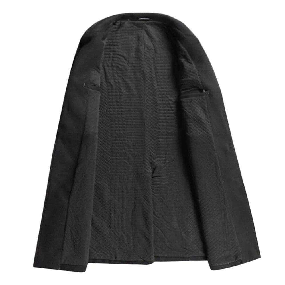 Cappotto da uomo Primavera Autunno Cappotto di lana da uomo Lungo Sopra il ginocchio Collo da abito
