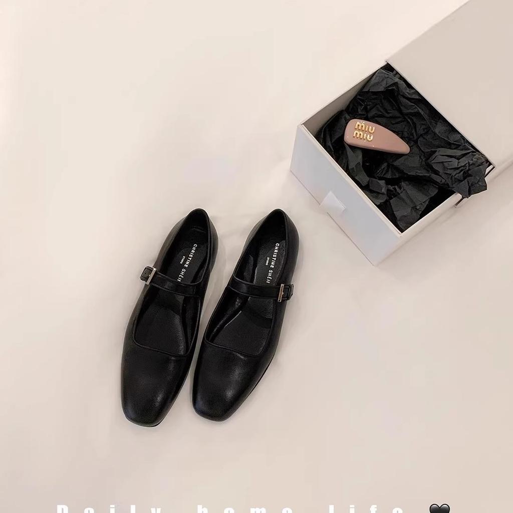 Punkt zweites Haar! Mode vielseitig neu der ro * quadratischer Kopf Lederschnalle mit flachem Boden Mary Jane Damen Einzelschuhe Frühling