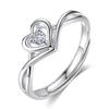 Korean Style Fashion Hollow Double Love Heart Inlaid Diamond Open Ring for Women
