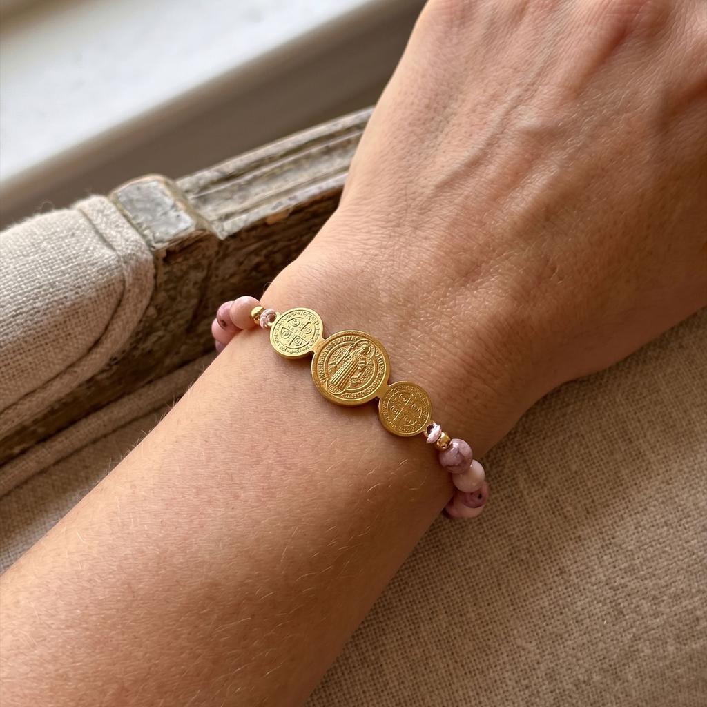 Waterproof Natural Stone Religious Bracelet Stainless Steel  Charm Braided Adjustable Women Jewelry