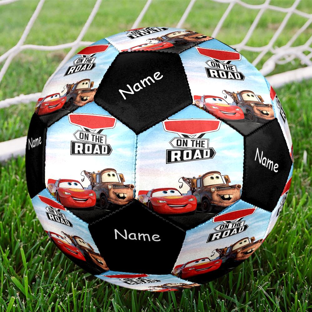 Pallone da Calcio Taglia 5 Tema Auto con Nome Personalizzabile, Adatto Sia per Partite Indoor che Outdoor, un Regalo Adatto a Tutti.