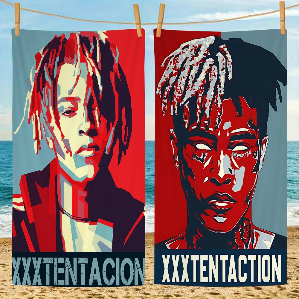 X-XXXTentacions 17 Rapper Anime Beach Swimming Towel Soft Absorbent Washcloth Children's Gifts for Kids Travel Camping Gym