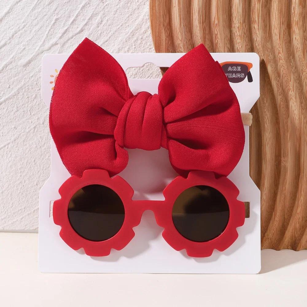 

2/3 шт./набор Детские солнцезащитные очки Набор повязок на голову Детская эластичная нейлоновая повязка на голову Богема Пляж Морской берег Солнцезащитные очки Детский головной убор с бантом Подарок