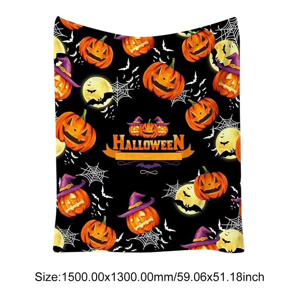 Halloween Throw Blankets Pumpkin Ghost Thin Blanket Reversible Fleece Warm Cozy Blanket Nap Blanket for Sofa All Season use Gift