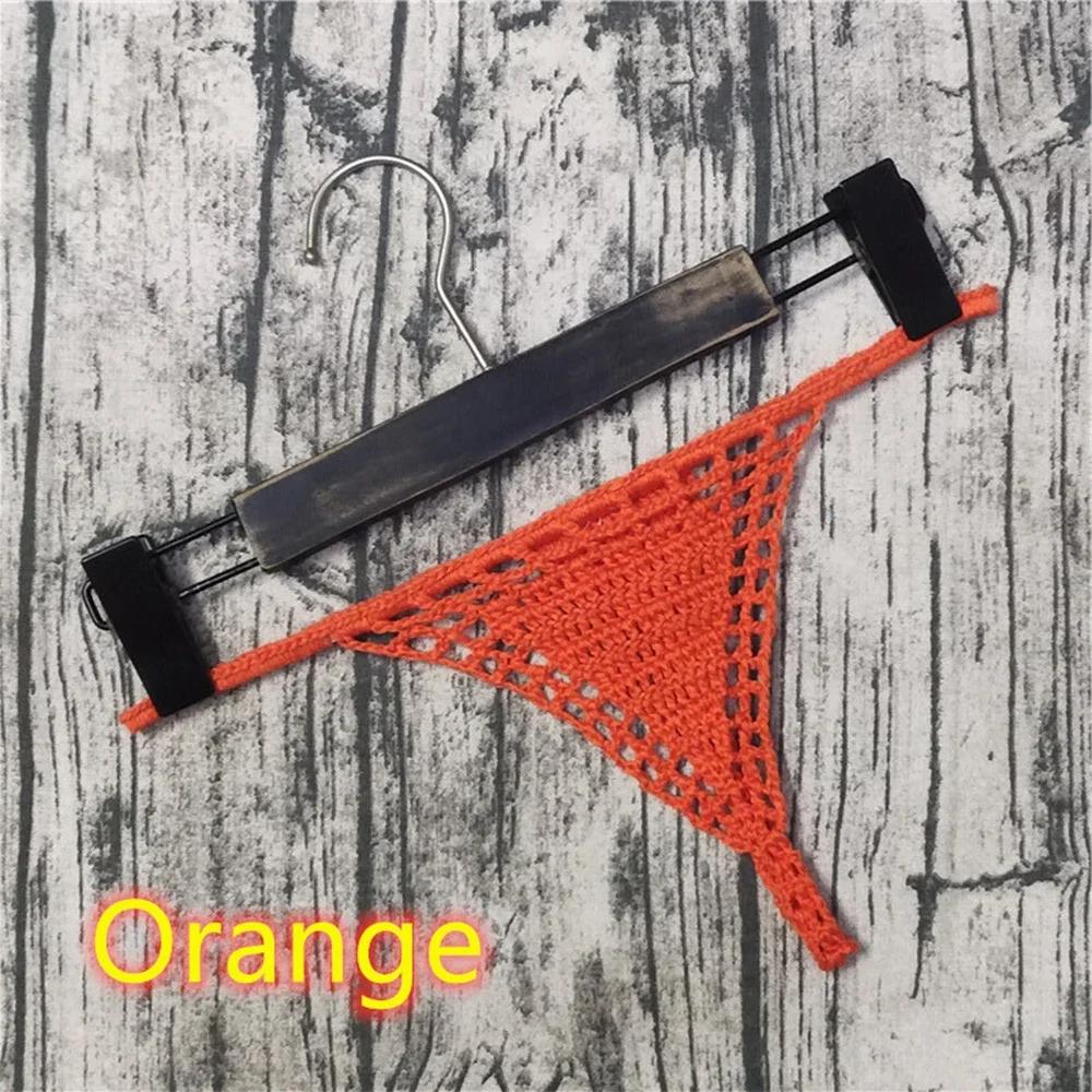 1pc Hand Crochet Sexy Women Bikini Thongs T Back G strings Panties Lingerie Solid Female Briefs Underwear