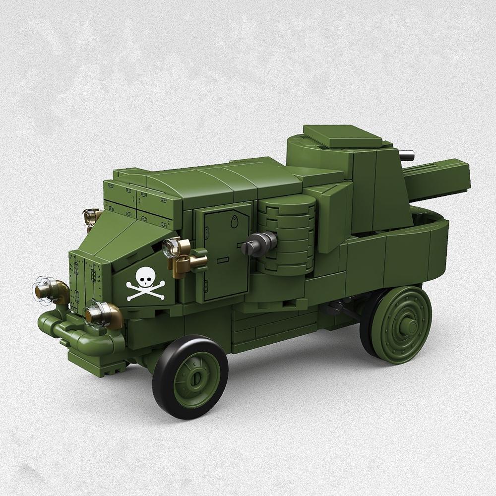 World War 2 WW2 Army Military Soldiers Garford-Putilov Armored Vehicles Scale Model Building Block Set Block Bricks Toys Playsets For Children