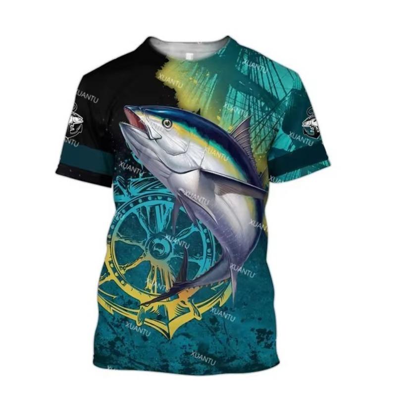 

Мужская футболка с круглым вырезом и 3D-цифровым принтом — повседневный топ с коротким рукавом для летних выходов, новинка от MARLI FISHING 6XL