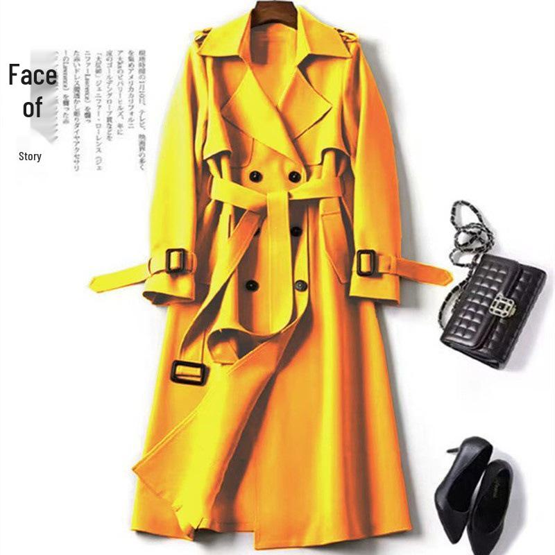 Women's Petite Mid-Length Trench Coat, 2026 Korean Version, Popular British Style, Spring/Autumn Over-the-Knee Outerwear