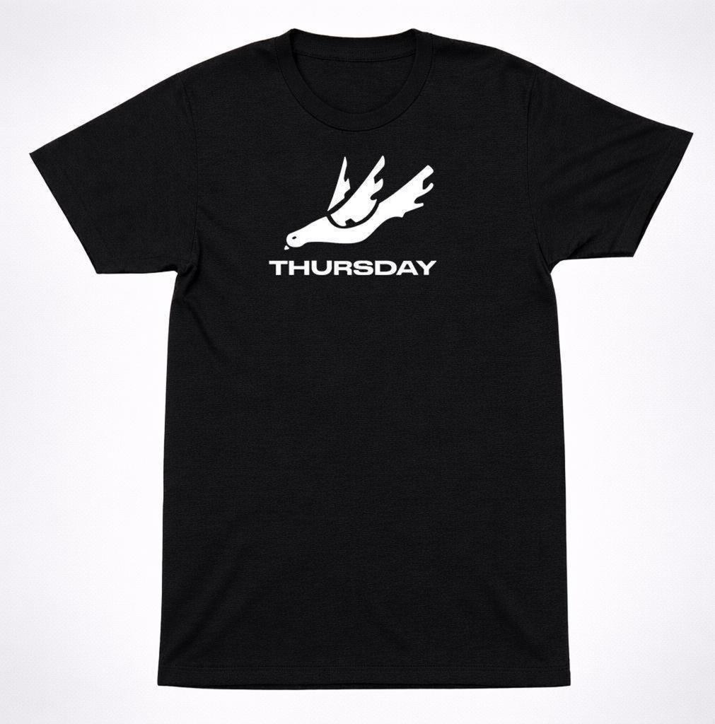 Thursday White Text Dove Logo Bird T-Shirt: Retro Post-Hardcore Emo Band Tee - Soft Cotton, Comfortable Unisex Fit