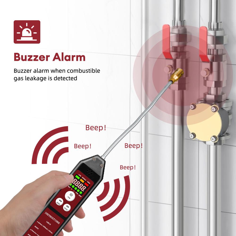Gas Leak Detector CH4 Propane Butane Sensor Portable Combustible Gas Tester with Adjustable Sensitivity & Alarm