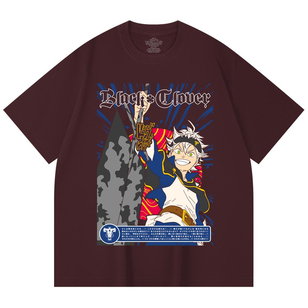 

230 Gsm 100% Cotton Black Clover V10 Asta Print Unisex Heavy Cotton T Shirt 2XL