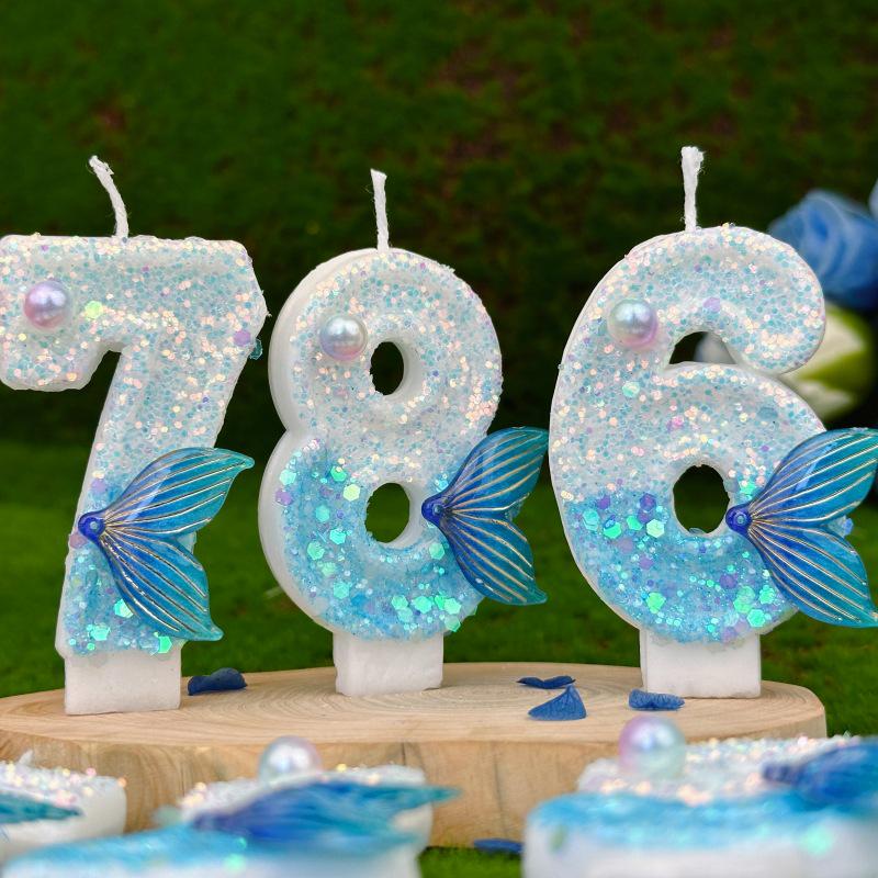 Mermaid Tail Digital Birthday Candles for Cake Decoration and Party DIY
