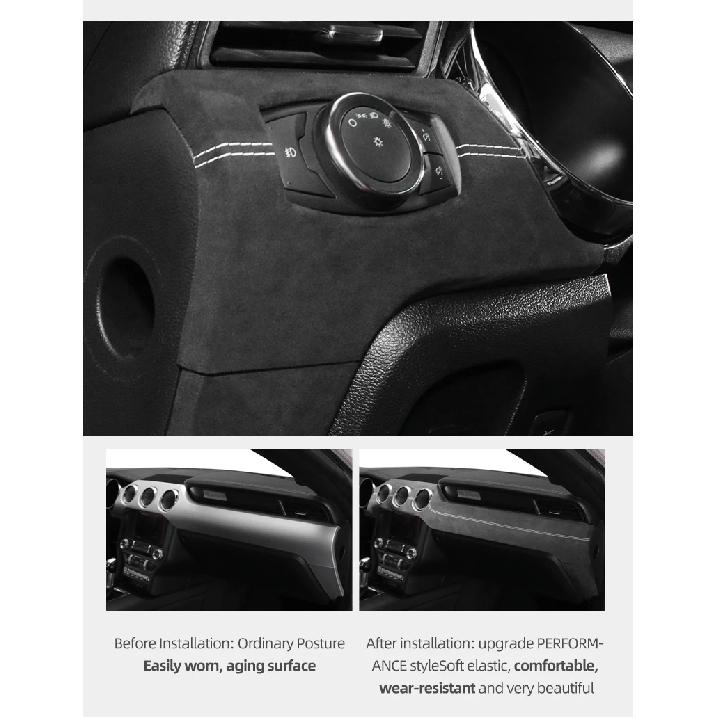 Do Ford Mustang 2015-2023 Wykonane z Alcantary Panel Deski Rozdzielczej Wnętrza Samochodu Listwy Ozdobne Naklejki na Deskę Rozdzielczą Akcesoria Tuningowe