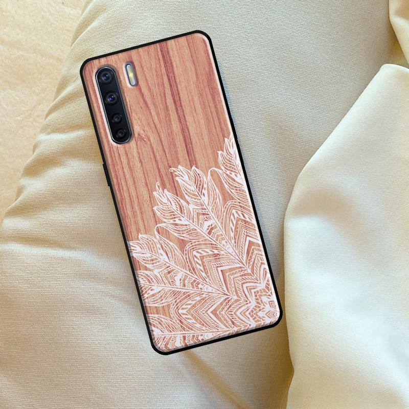 Mandala Wood Floral Case For Oppo A98 A78 A18 A38 A58 A5 A6 Pro A54 A74 A94 A17 A57 A80 A60 A40 A96 A76 A16 A15