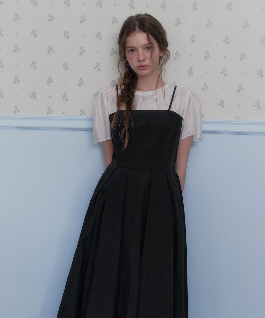 Teuwi Hepo Layered Pintuck Short Sleeve Long Dress