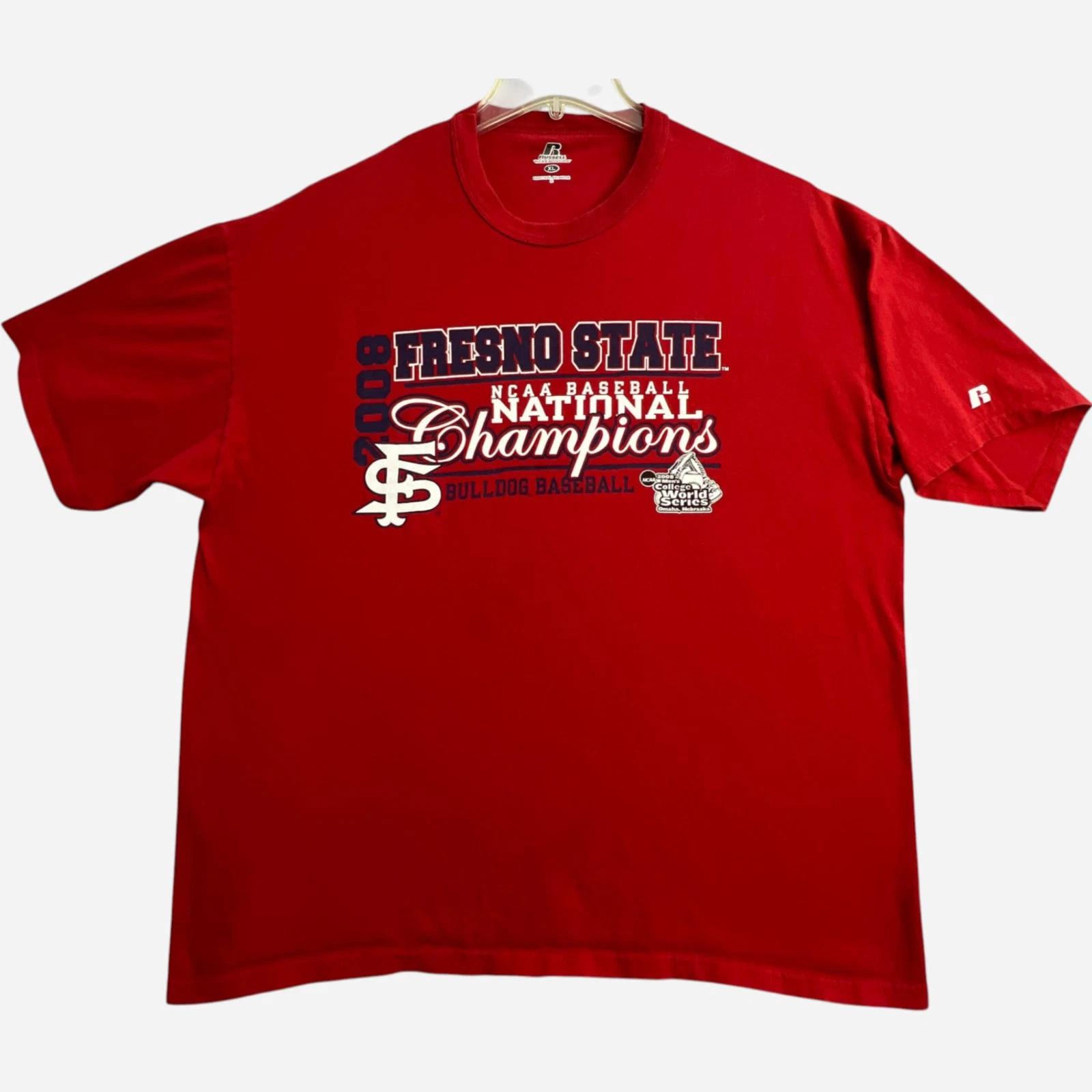 

Fresno State National Champions T Shirt 2008 Baseball Mens XL Red Bulldogs Tee 2XL
