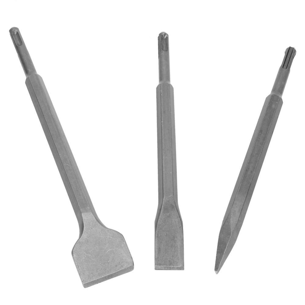 3pcs Point Chisel Hammer Chisel Bit Set Scaling Chisel Flat Chisel Concrete Breaker Steel Construction