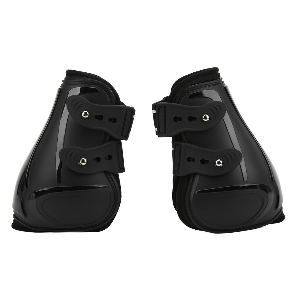 Horse Tendon Boots Set Soft Anti Slip Adjustable PU Shell Tendon Guard Boots for HorsesBlack Hind
