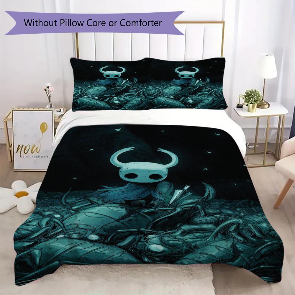 Pościel z wzorem Hollow Knight Zestaw pościeli Poszewka na kołdrę Poszewka na poduszkę Dekoracja domu Prezent urodzinowy (1 * poszewka na kołdrę + 2 * poszewka na poduszkę bez wypełnienia)43