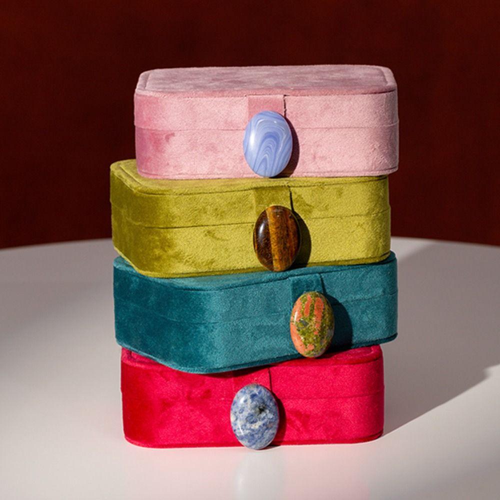 Large Capacity Velvet Jewelry Box Exquisite Necklace Storage Box Jewelry Organizer Case Travel Use