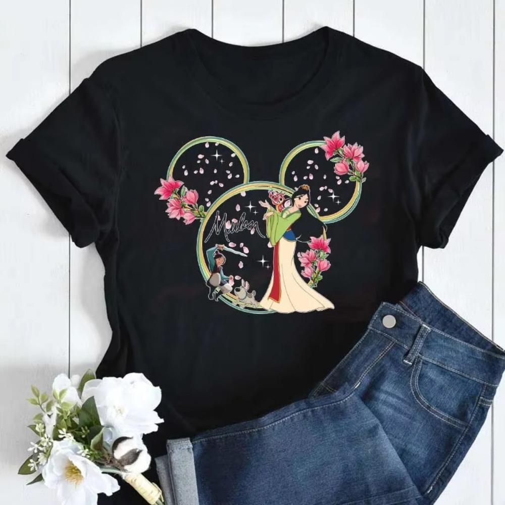 Fashion  Mulan Print T-shirt Women Harajuku Aesthetics Casual Tops Tshirt New Summer Mushu Printed Female T Shirt Tops