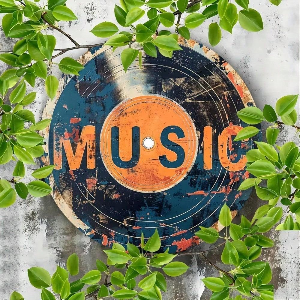 Vintage Record Metal Wall Art Retro Music Tin Sign Home Decor