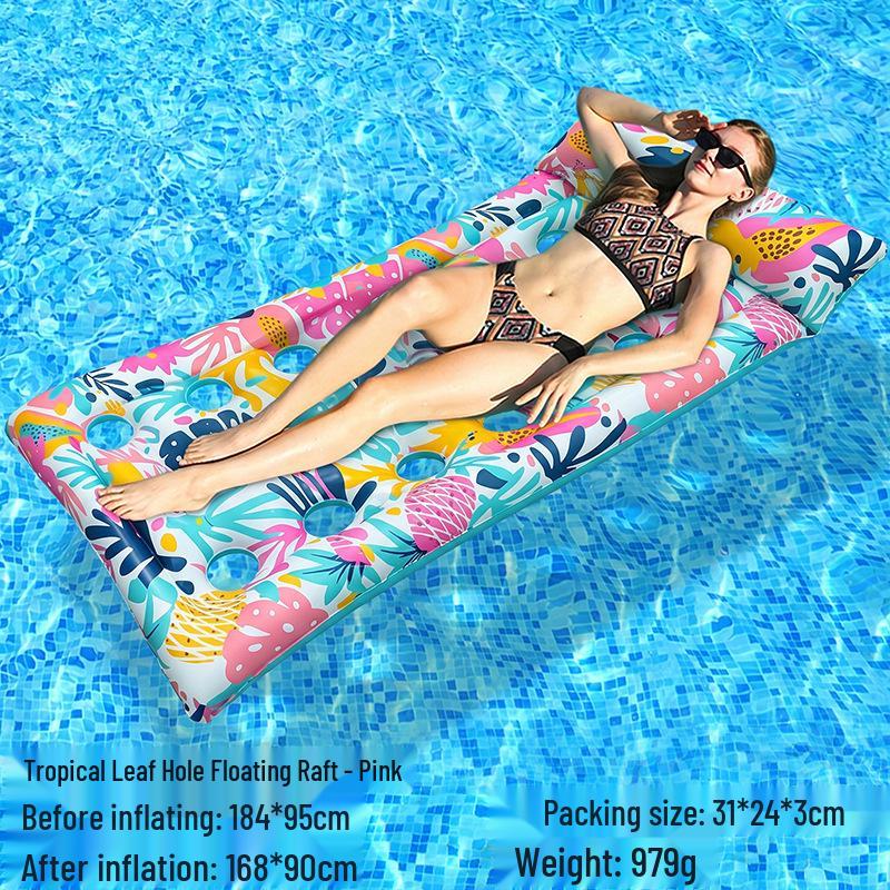 Tumbona Flotante Inflable Plegable Transfronteriza con Respaldo y Malla