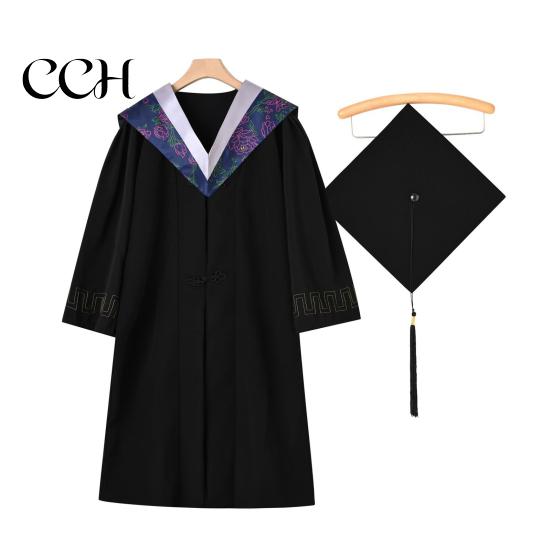 Graduation Ceremony Attire Bachelor Uniform Matte Gown Cap Tassel Set V-Neck Long Sleeve Commencement Outfit Robe And Ceremonies Photo Props Suit