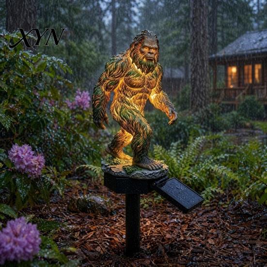 Gorilla Shaped Solar Light Dragon Garden Statue Light, Gothic Medieval Resin Outdoor Lantern Sculpture, Powered Courtyard Lamp Fantasy Decor for Yard