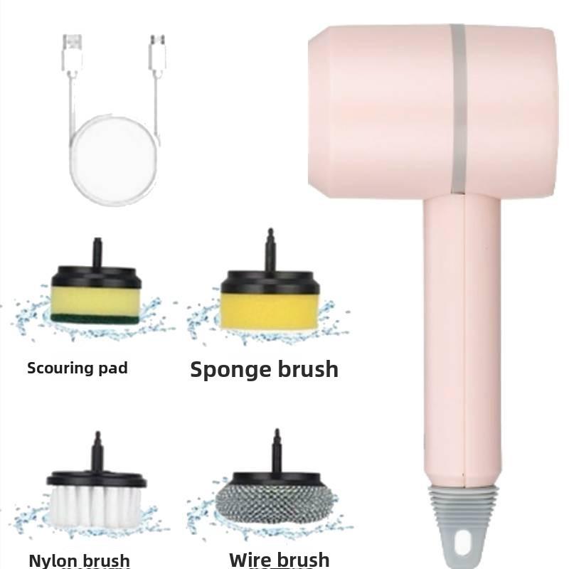Electric Cleaning Brush For Kitchen Surfaces With Multiple Heads For Home Cleaning