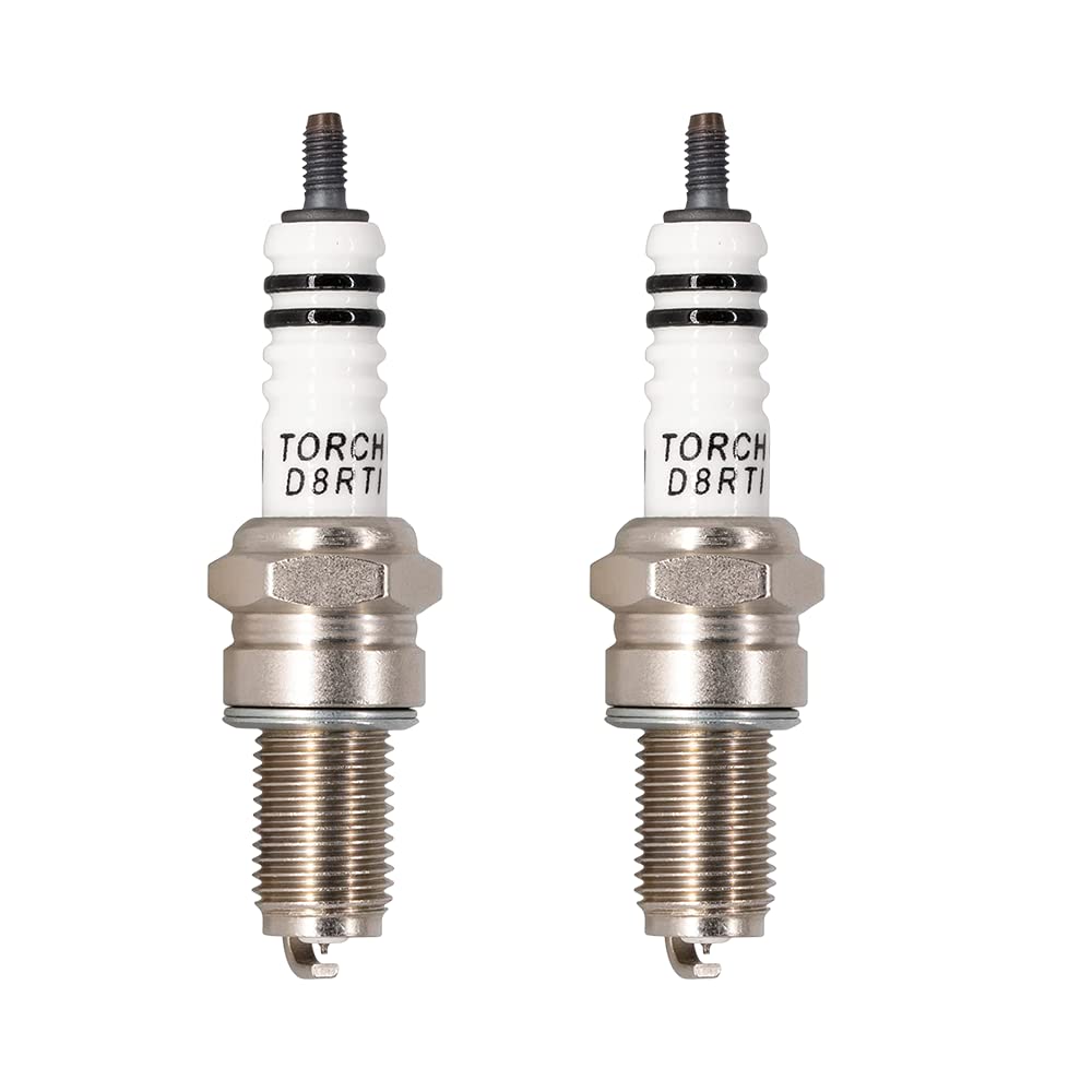 2 Pcs TORCH D8RTI Iridium Spark Plug (Screw/Without Terminal) Replaces NGK [4816] DR8EIX [7162]