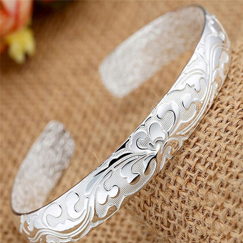 Female Jewelry Silver Plated Bangles Cuff Bracelets High Quality