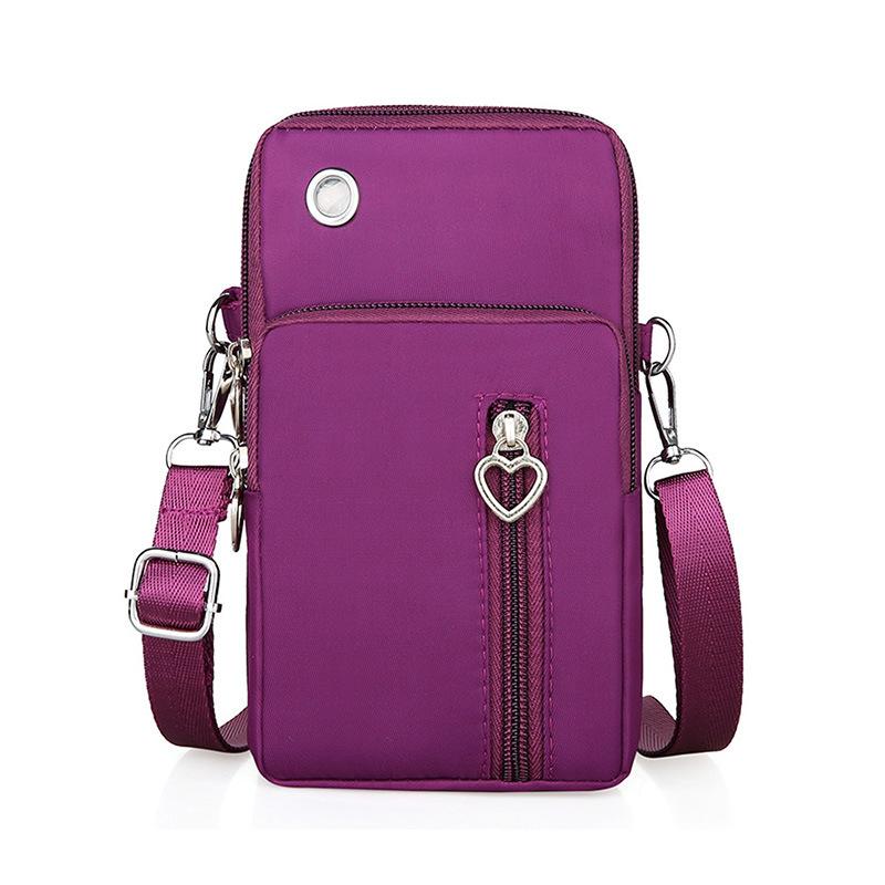New Mobile Phone Bag, Women's Messenger Bag, Three-layer Zipper Nylon Bag, Vertical Model, Change Bag, Arm Bag.