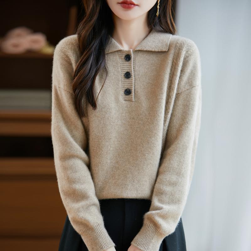Women's cashmere sweater Qinghe cashmere 30% cashmere 70% wool autumn and winter pullover warm and fashionable