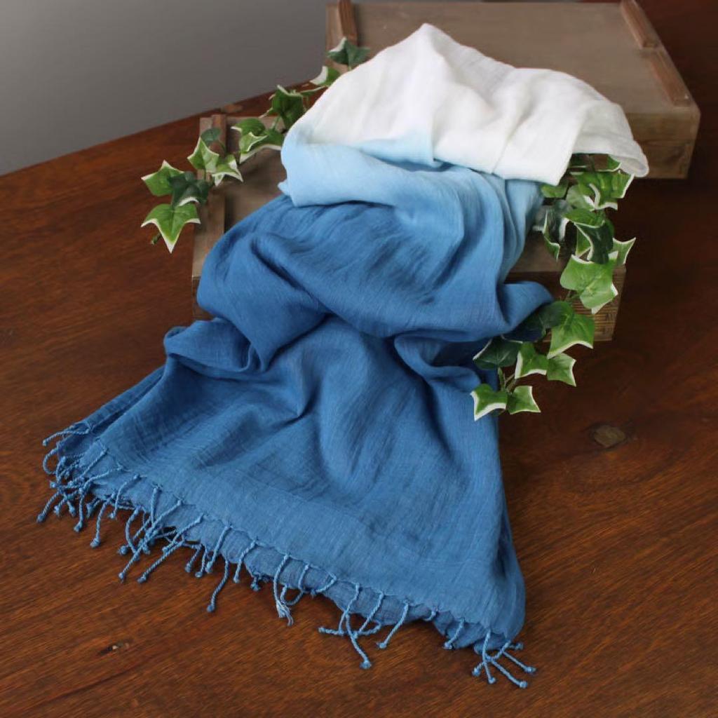 Used Indigo dyed stole, made in Japan, gradient