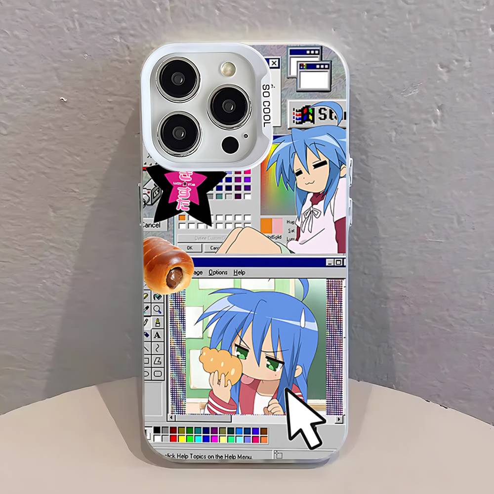 K-Konata Izumi Glücksstern S Handyhülle Für iPhone 17,16,15,14,13,12,11,Pro,Max,Plus,SE,Air,Mini Anti-Fall Weißer Stoßfänger