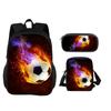 Soccer Backpack Pencil Case Shoulder Bag 3Pcs Set New Football Print, Best Partner for Male and Female Students Going To School