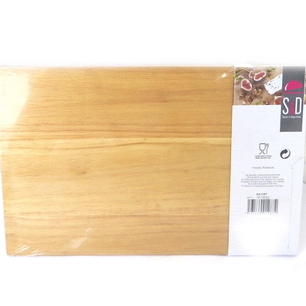 Les Trésors De Lily [M5784] - Planche à découper + couteau 'Bistrot' beige rouge (18x28 cm)