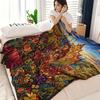 A Beautiful Artistic Printed Plush Blanket Featuring Maple Leaves, Modern Style, Soft And Comfortable, Digitally Printed, Suitable for All Seasons, Pe