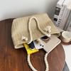 2025 The Latest Popular Textured Large-capacity Straw-woven Foreign-style Portable Tote Bag Trendy Fashion Versatile Thick Rope Shoulder Bag