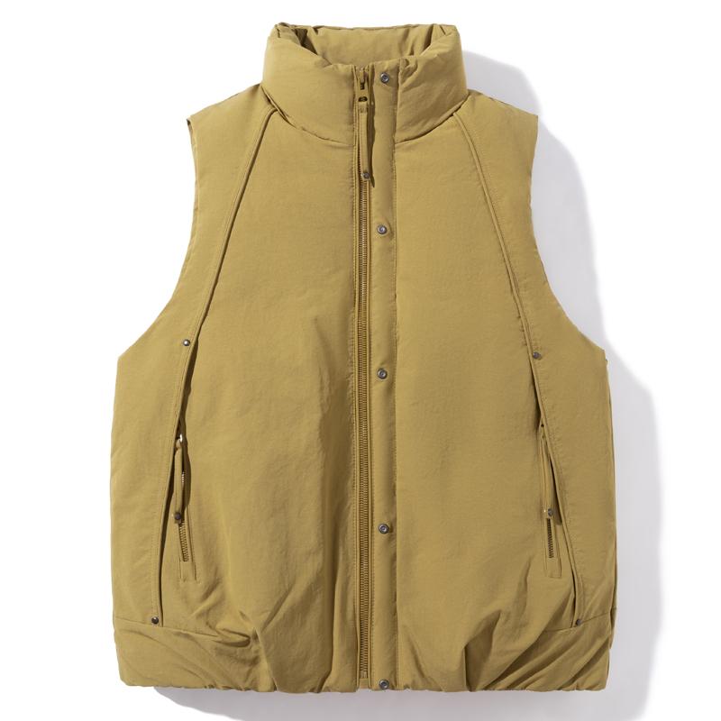 Men 50% White Duck Down Vest, Windproof Stand Collar Gilet With Zip Pockets Warm Sleeveless Outdoor Winter Waistcoat
