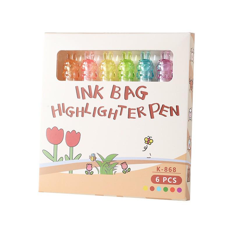 KOMI Creative Cute Rabbit Highlighter Pen - Fluorescent Ink for Drawing and Marking Key Points