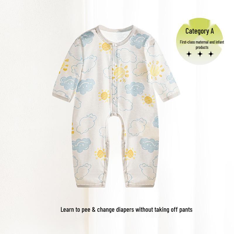 Tutina in Puro Cotone a Manica Lunga per Neonato: Completo e Pigiama Condizionatore Primavera-Estate
