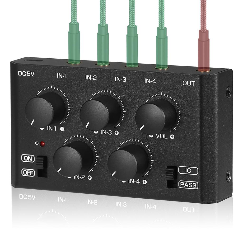 Mini Portable Stereo Pro Audio Mixer Passive Live Studio Console 4-Channel 3.5mm (XX-MC5-BX)