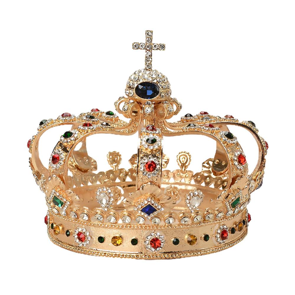 Tiaras et Couronnes en Cristal Royal Diadème Headpiece Reine Roi pour Hommes Femmes Ornements de Cheveux Pageant Pom Bijoux de Cheveux Accessoires