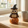 Wooden Cat Figurine Vintage Halloween Figurine, Rustic Witch Zombie Owl Frog Tabletop Decorative Ornament, Farmhouse Tiered Tray Decoration